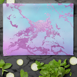 Chic Marble Glam Violet Lila Blue Ombre Kökshandduk