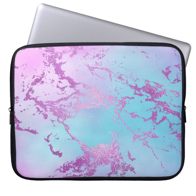 Chic Marble | Glam Violet Lila Blue Ombre Laptop Fodral (Framsidan)