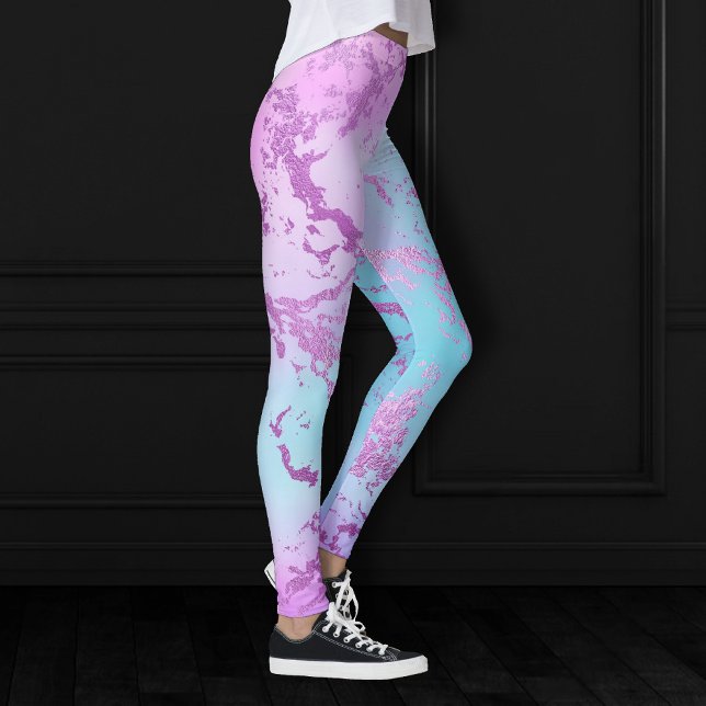 Chic Marble | Glam Violet Lila Blue Ombre Leggings (Skapare uppladdad)