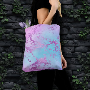 Chic Marble Glam Violet Lila Blue Ombre Tygkasse