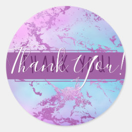 Chic Marble | Glittrig Glamör Lila Blå Tack Runt Klistermärke