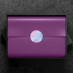 Chic Marble Glitzy Glam Lila Blå Tack Runt Klistermärke