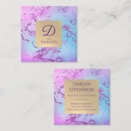 Chic Marble | Glitzy Glam Lila och Blue Branding Fyrkantigt Visitkort
