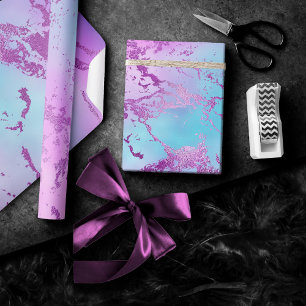 Chic Marble Glitzy Glam Violett Lila Blå Ombre Presentpapper