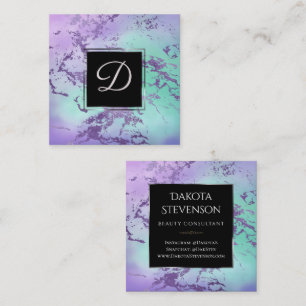 Chic Marble Lavender Lila Mint Grönt Anpassnings Fyrkantigt Visitkort