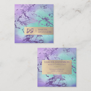 Chic Marble Lavender Lila Mint Grönt Anpassnings Fyrkantigt Visitkort