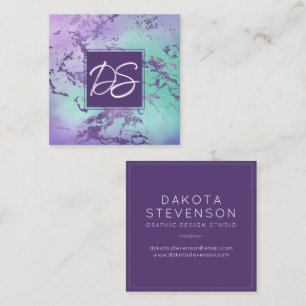 Chic Marble Lavender Lila Mint Grönt Anpassnings Fyrkantigt Visitkort