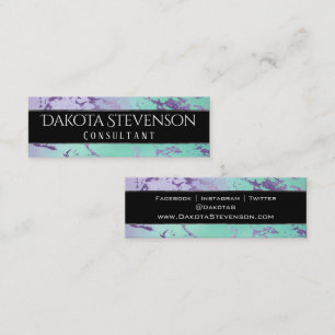 Chic Marble Lavender Lila Mint Grönt Branding Mini Visitkort