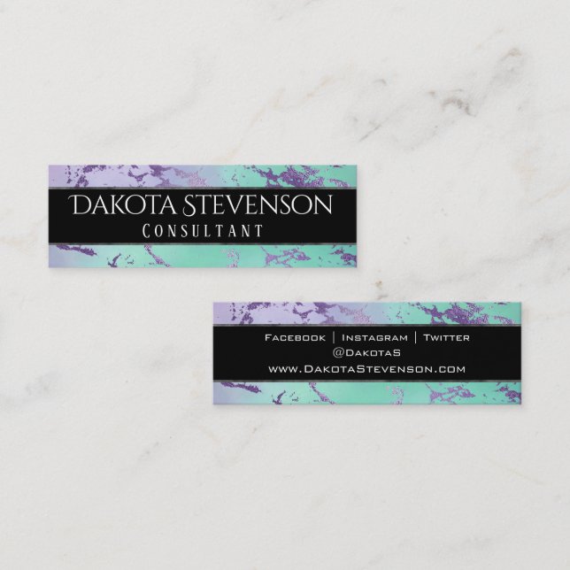 Chic Marble | Lavender Lila Mint Grönt Branding Mini Visitkort (Fram/baksida)
