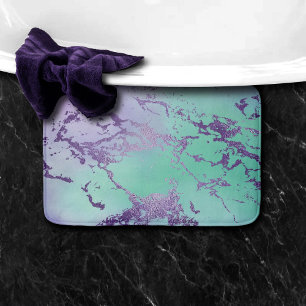 Chic Marble Lavender Lila och Mint Grönt Badrumsmatta
