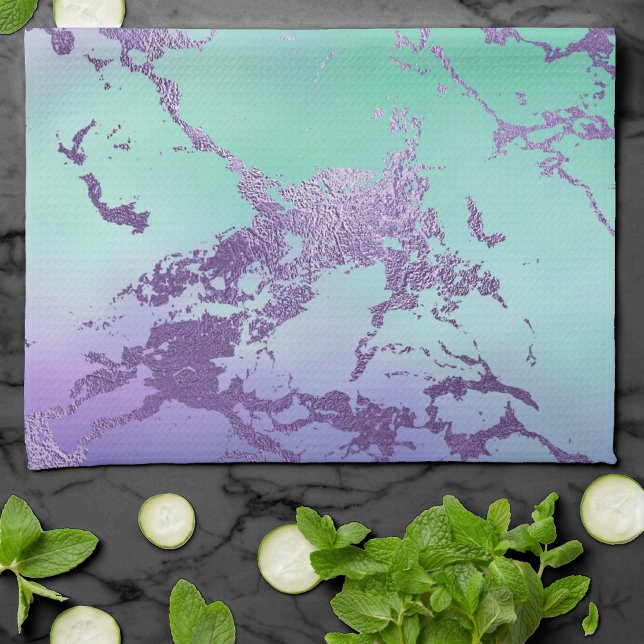 Chic Marble | Lavender Lila och Mint Grönt Kökshandduk (Skapare uppladdad)