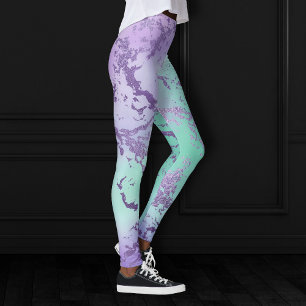 Chic Marble   Lavender Lila och Mint Grönt Leggings