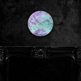 Chic Marble | Lavender Lila och Mint Grönt Rund Klocka