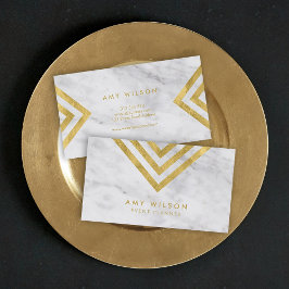 Chic Marble och Faux Guld Geometric Visitkort