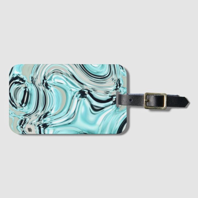 chic marble swirrrens mint aqua Blue vatten Bagagebricka (Framsida horisontal)