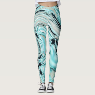chic marble swirrrens mint aqua Blue vatten Leggings