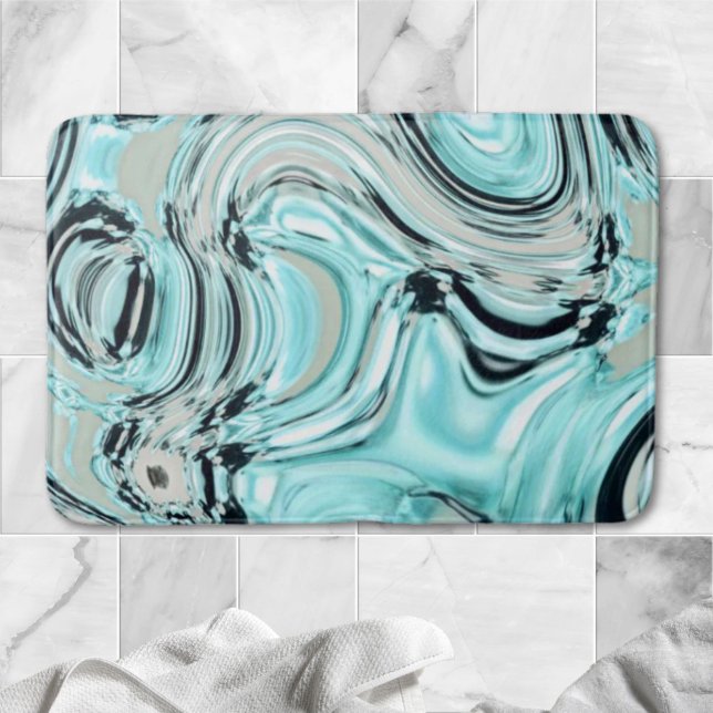 chic marble swirtle mint sea aqua blue vågar badrumsmatta (chic marble swirls mint ocean sea aqua blue waves bath mat)