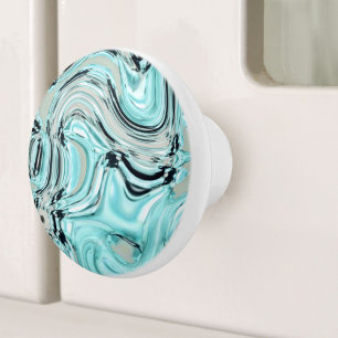 chic marble swirtle mint sea aqua blue vågar knopp