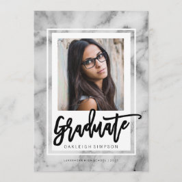 Chic Marble Typography Grad Announcement Meddelande