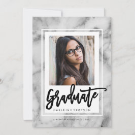Chic Marble Typography Grad Announcement Meddelande