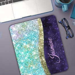 Chic Mardescent lila blue faux glitter monogram Musmatta