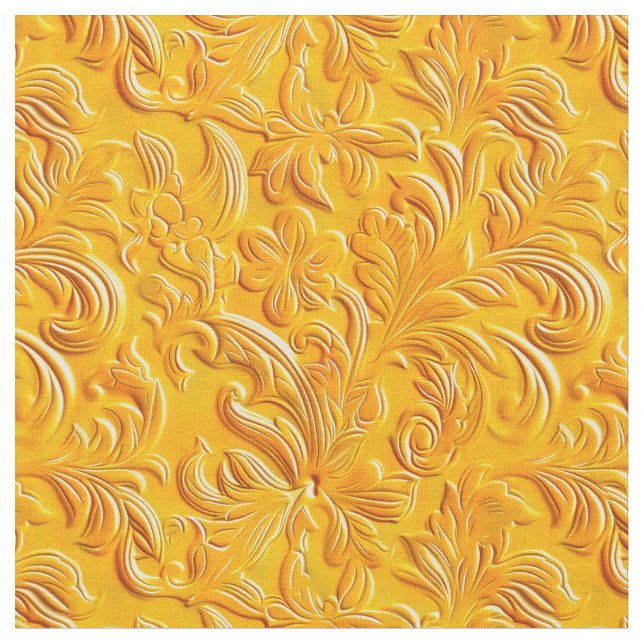 Chic marigold tooled leather  tyg (Närbild)