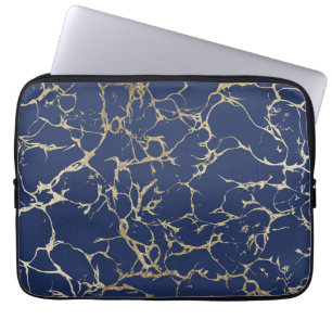 Chic marinblått fauxguld omkullkastar laptop sleeve