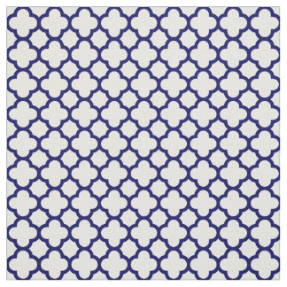 Chic marinblått vitklassikerQuatrefoil mönster Tyg