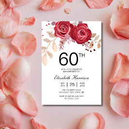 Chic Maron Ro Blommigt Botaniska födelsedag Inbjudningar