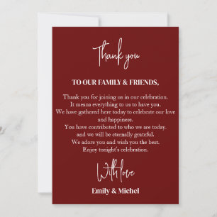 Chic Maroon Sienna Wedding Reception Bord Tack Kort