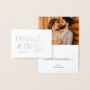 Chic Married & God jul Bröllop Photo Folierat Kort