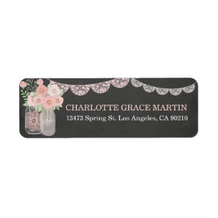 Chic Mason Burk & Chalkboard-Adressetiketter Returadress Etikett