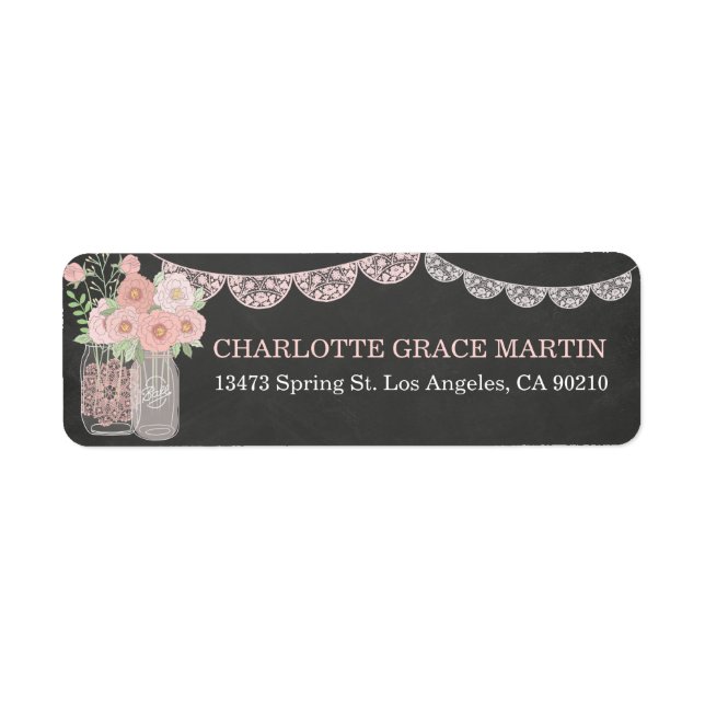 Chic Mason Burk & Chalkboard-Adressetiketter Returadress Etikett (Framsidan)