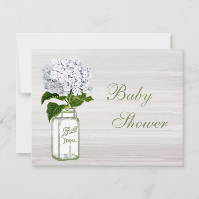 Chic Mason Burk & White Hydrangea Baby Shower Inbjudningar (Framsida)