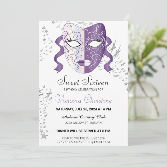 Chic Masquerakarnival Birthday-inbjudan Inbjudningar (Stående Fram)