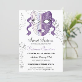 Chic Masquerakarnival Birthday-inbjudan Inbjudningar