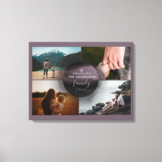 Chic Mauve Ornamental 4 Photos Collage Canvastryck (Framsida)