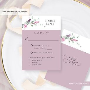 Chic Mauve Pastel Blommigt med eller utan Måltider OSA Kort