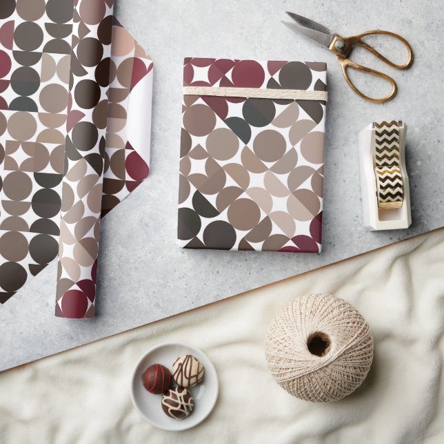 Chic Mauve Taupe Beige Vinröd Röda Cirklar Mönster Presentpapper (Hantverk)