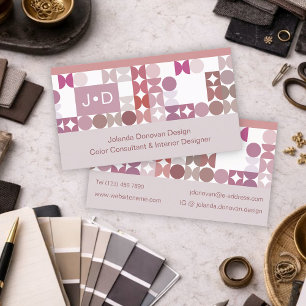 Chic Mauve Taupe Rosa Circles Art Mönster Visitkort