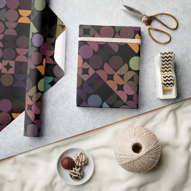 Chic Mauve Taupe Rost Orange Cirklar Art Mönster Presentpapper (Hantverk)