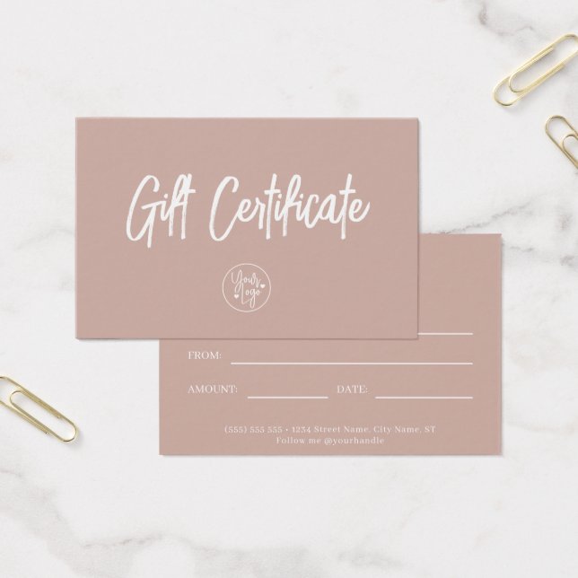 Chic Mauve Voucher Gift Certificate Visitkort (Kontor)