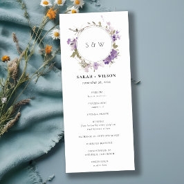 Chic Meadow Lilac Blommigt Bröllopsprogram för uta Inbjudningar