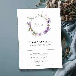 Chic Meadow Lilac Blommigt Utandning Bröllop OSA Kort