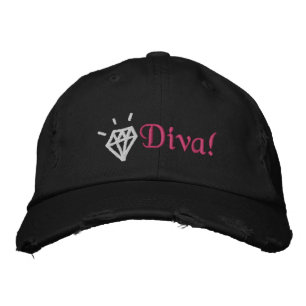 chic med diamantdiameter diva, broderade kapsyl broderad keps