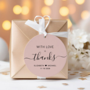 Chic med Kärlek  Rosa Bröllop Tack Gåvor Etiketter