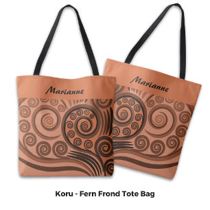 Chic med namnet Orange-Brown Fern Koru Curls Tygkasse