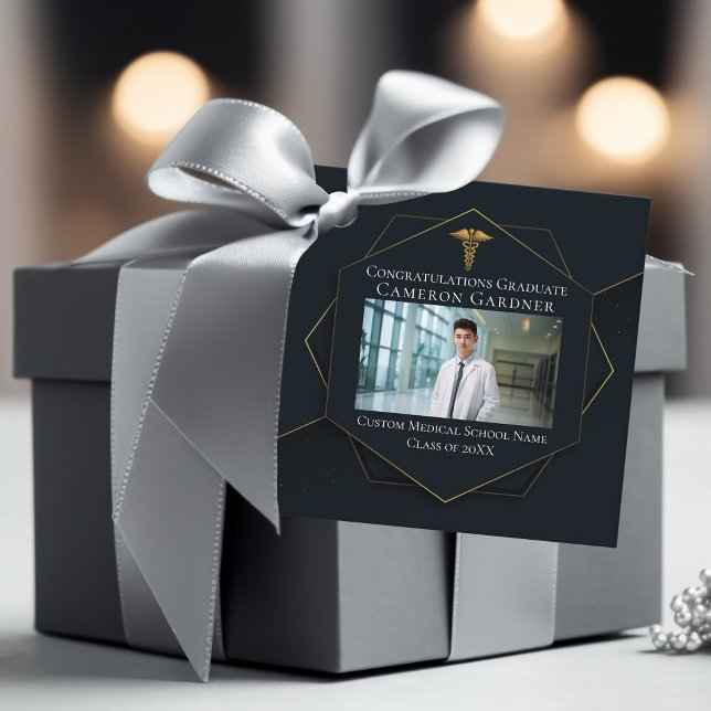 Chic Medical School Photo Black Studentfest Gåvor Etiketter (Skapare uppladdad)