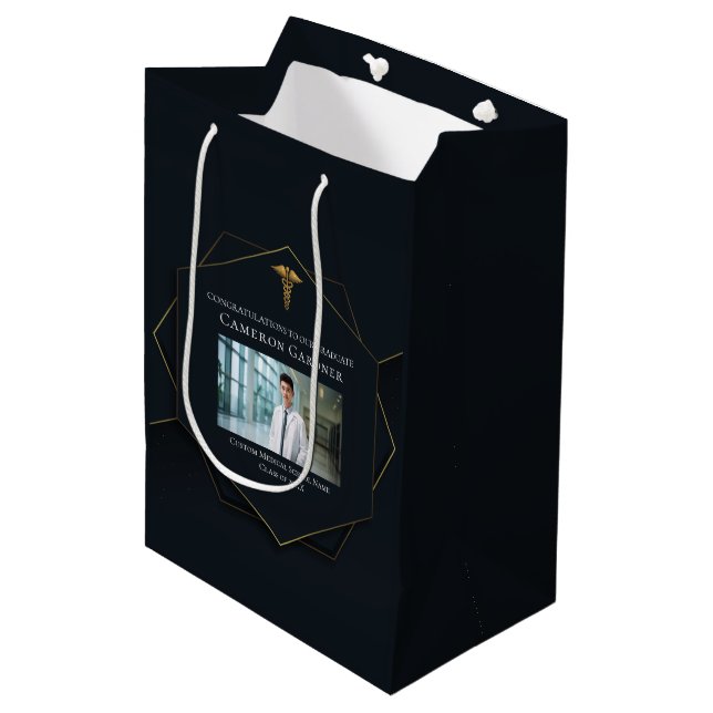 Chic Medicinsk School Photo Studenten Black Guld (Framsidan Vinklad)