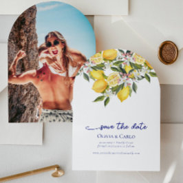 Chic Mediterranean Photo Bröllop spara datum Inbjudningar